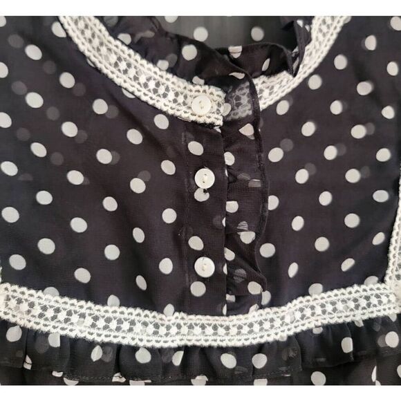 Simple Retro Polkadot Prink Mock Neck Dress S - Picture 7 of 13